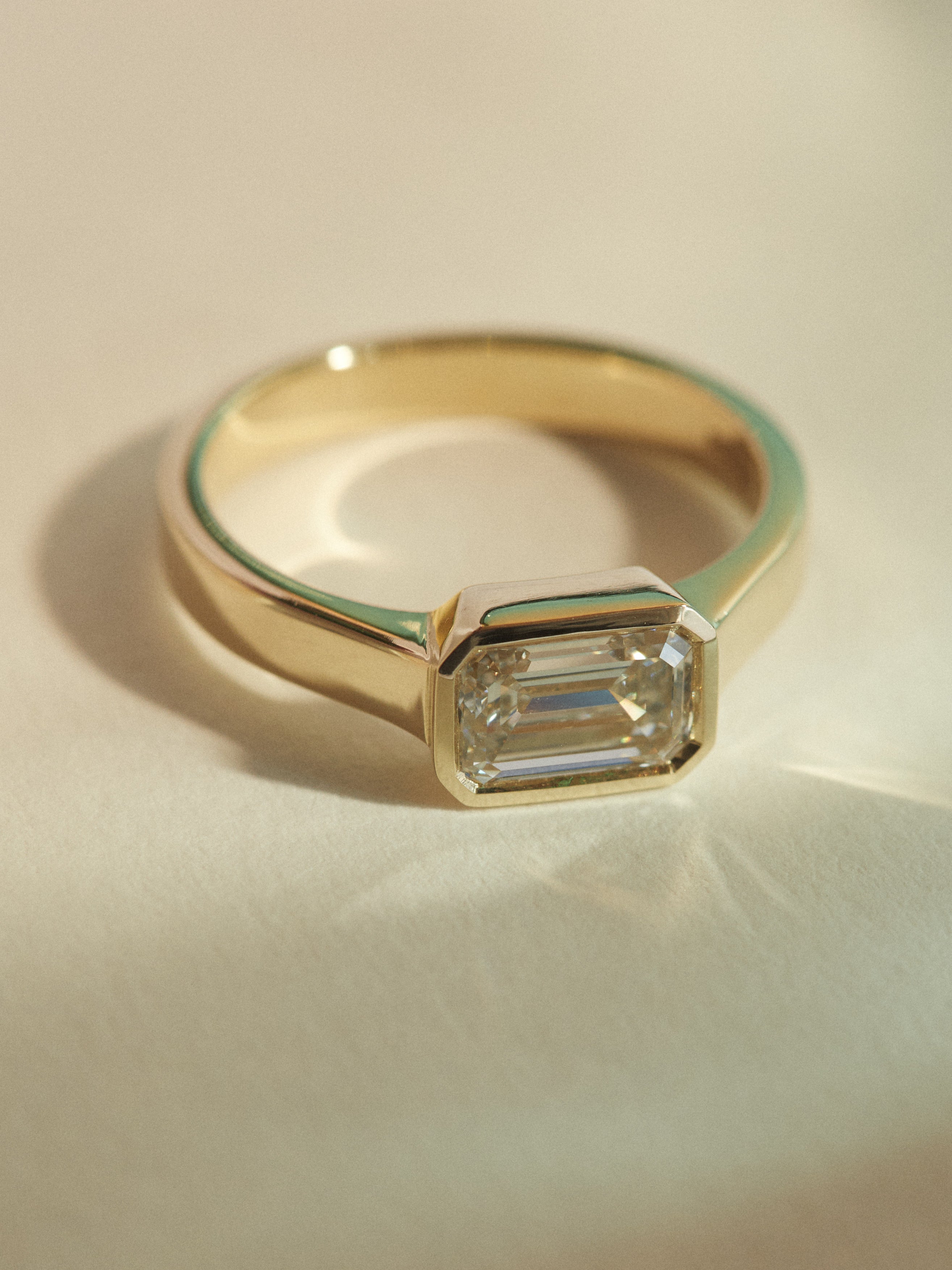 1.31ct Emerald cut diamond solitaire.